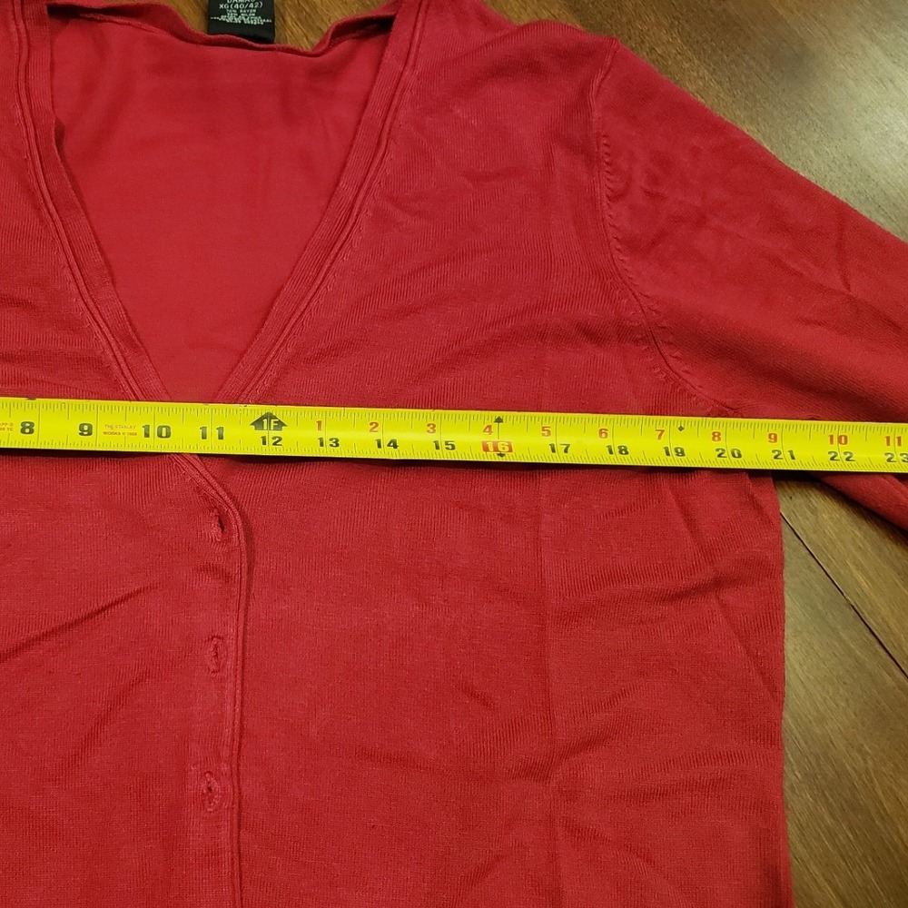 GEORGE Ladies Red Cardigan Sweater Set Size XL 16 18 Knit V Neck - Picture 11 of 12